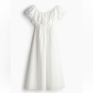 White Off-Shoulder Dress with Ruffle Detail